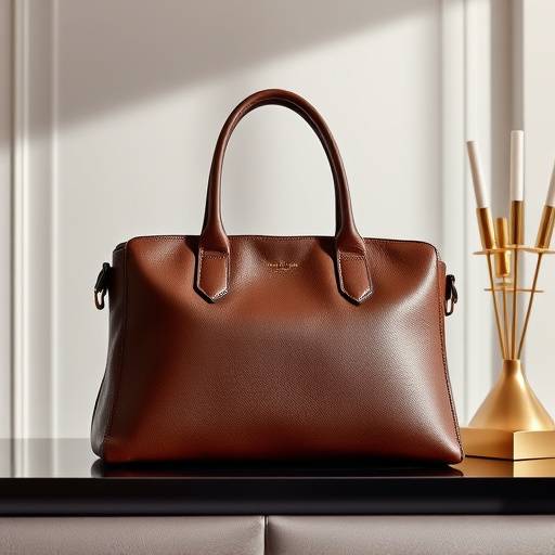 Photographie de produits de luxe pour un site e-commerce, montrant un sac à main en cuir avec un éclairage soigné et une mise en scène élégante.