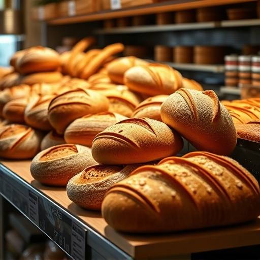 Photographie de produits pour une boulangerie artisanale à Lyon, présentant des pains et des viennoiseries avec un éclairage appétissant.
